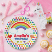 Rainbows harten en Stippen meisjes Papieren Bordje (Feest)