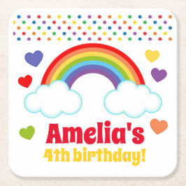 Rainbows Harten en Stippen Meisjes Verjaardag Kartonnen Onderzetters
