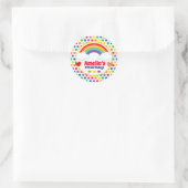 Rainbows Harten en Stippen Meisjes Verjaardag Ronde Sticker (Tas)