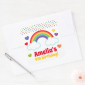 Rainbows Harten en Stippen Meisjes Verjaardag Vierkante Sticker (Envelop)