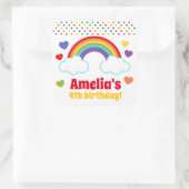 Rainbows Harten en Stippen Meisjes Verjaardag Vierkante Sticker (Tas)