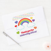 Rainbows Harten en Stippen Meisjes Verjaardag Vierkante Sticker (Envelop)