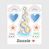Rainbows Hearts en Unicorn Sticker (Vel)