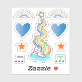 Rainbows Hearts en Unicorn Sticker