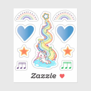 Rainbows Hearts en Unicorn Sticker
