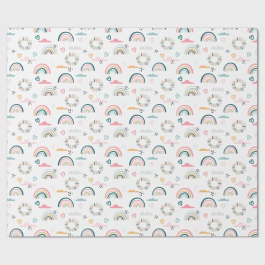 Rainbows & Hearts Patroon Cadeaupapier (Vlak)