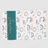 Rainbows & Hearts Patroon Golfhanddoek (Horizontaal)