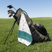 Rainbows & Hearts Patroon Golfhanddoek (Groen)