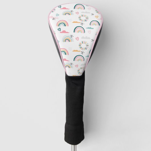 Rainbows & Hearts Patroon Golfheadcover (Voorkant)
