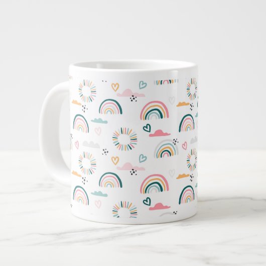 Rainbows & Hearts Patroon Grote Koffiekop (Links)