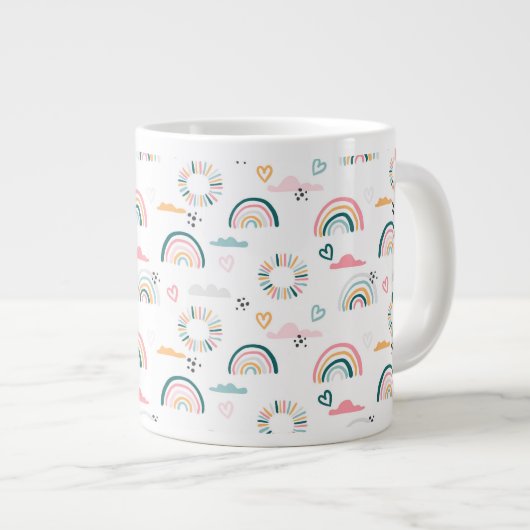 Rainbows & Hearts Patroon Grote Koffiekop (Voorkant rechts)