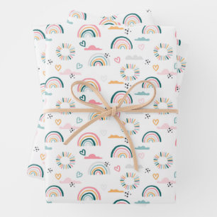 Rainbows & Hearts Patroon Inpakpapier Vel