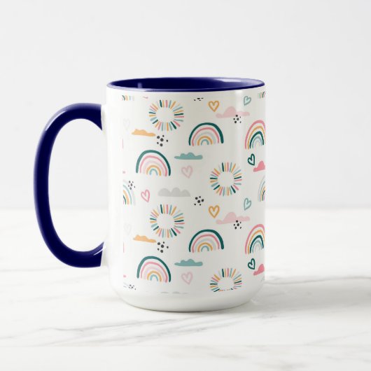 Rainbows & Hearts Patroon Mok (Links)