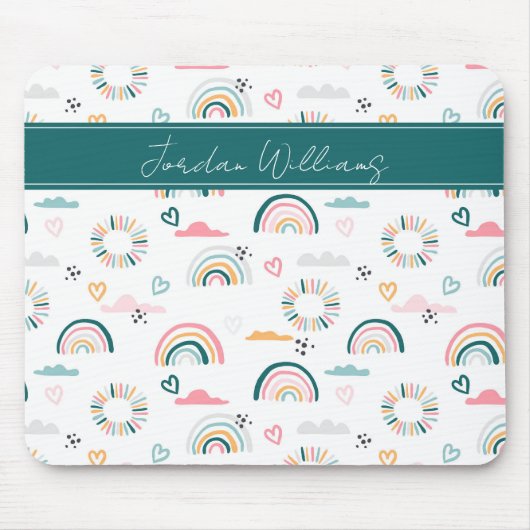 Rainbows & Hearts Patroon Muismat (Voorkant)