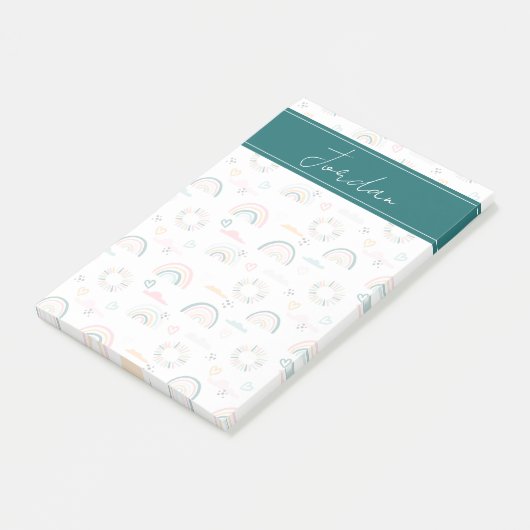 Rainbows & Hearts Patroon Post-it® Notes (Schuin)