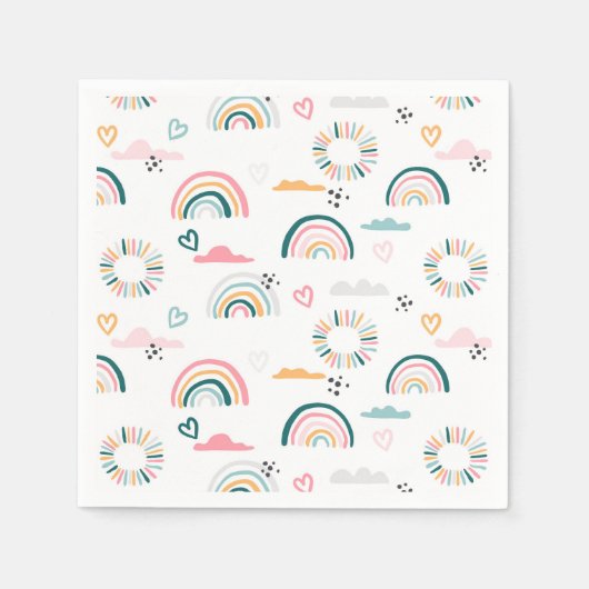 Rainbows & Hearts Patroon Servet (Voorkant)