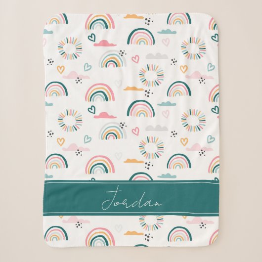 Rainbows & Hearts Patroon Sherpa Deken (Voorkant)