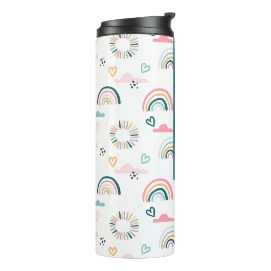 Rainbows & Hearts Patroon Thermosbeker (Gedraaid links)