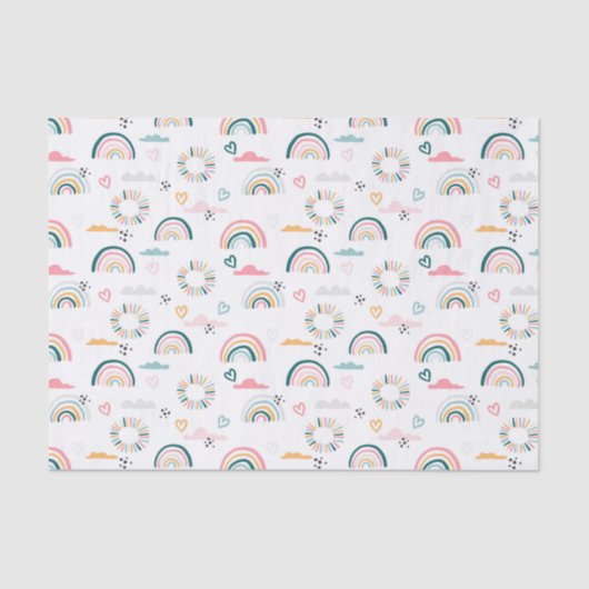 Rainbows & Hearts Patroon Tissuepapier (Voorkant)