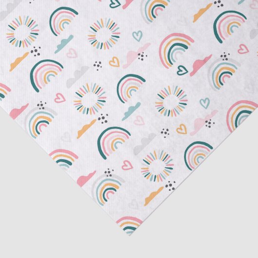 Rainbows & Hearts Patroon Tissuepapier (Detail)