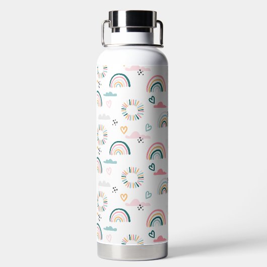 Rainbows & Hearts Patroon Waterfles (Achterkant)
