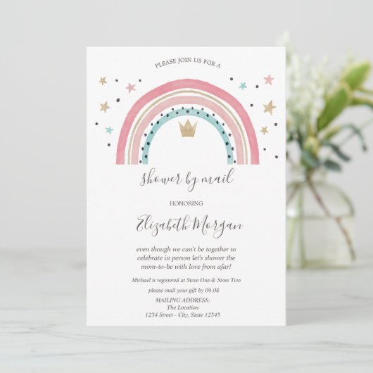 Rainbows kroonvirtueel Baby shower per post Kaart (Staand voorkant)