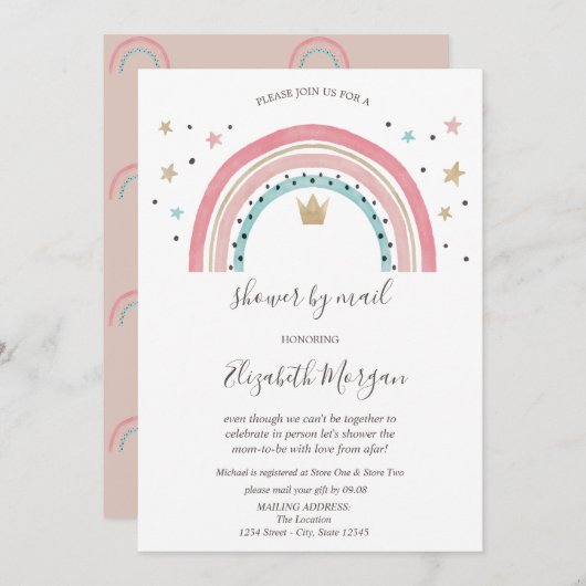 Rainbows kroonvirtueel Baby shower per post Kaart (Voorkant / Achterkant)