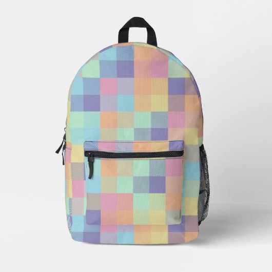 Rainbows Pastel Kleuren Buffel Check Plaid jaren 9 Bedrukte Rugzak (Voorkant)