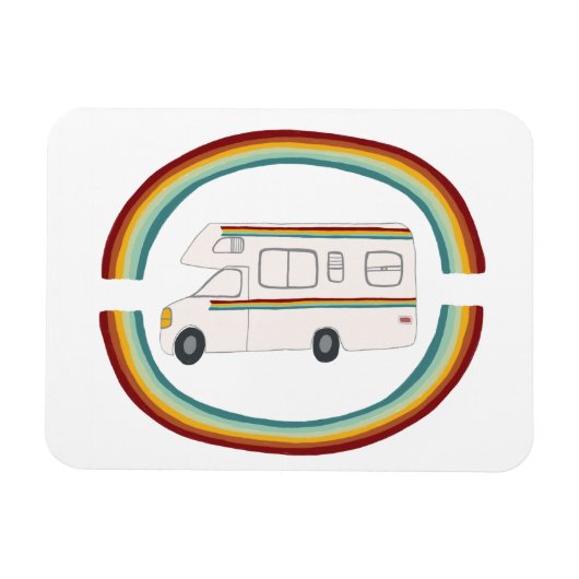 Rainbows Retro RV Whimsical Camping Motorhome Magneet (Horizontaal)