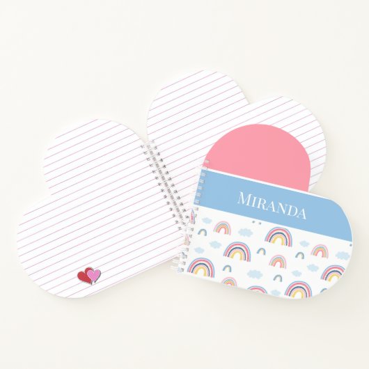 Rainbows Roze Blauw Gepersonaliseerde Typografie Notitieboek (Binnen)