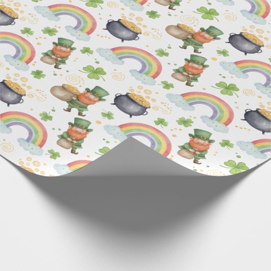 Rainbows Shamrocks Leprechauns St Patrick's Day Cadeaupapier (Hoek)