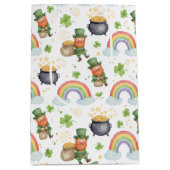Rainbows Shamrocks Leprechauns St Patrick's Day  Medium Cadeauzakje (Voorkant)
