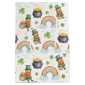 Rainbows Shamrocks Leprechauns St Patrick's Day  Medium Cadeauzakje (Achterkant)