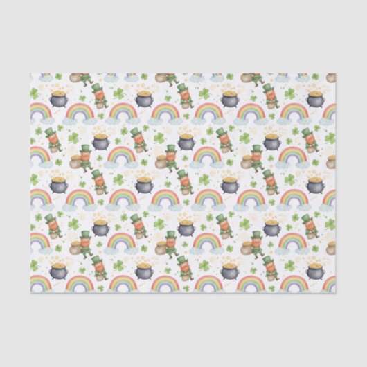 Rainbows Shamrocks Leprechauns St Patrick's Day  Tissuepapier (Voorkant)