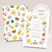 Rainbows Sunshine Party Invite, Summer Birthday Kaart