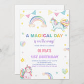 Rainbows Unicorn Verjaardag Uitnodigingen (Voorkant / Achterkant)