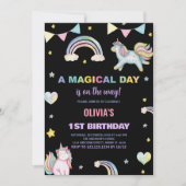 Rainbows Unicorn Verjaardag Uitnodigingen (Voorkant)