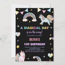 Rainbows Unicorn Verjaardag Uitnodigingen