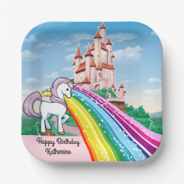 Rainbows & Unicorns Girl's Birthday Party Papieren Bordje