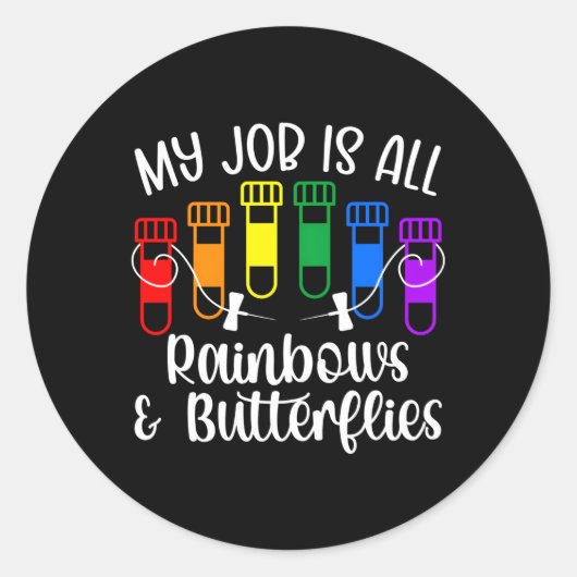 Rainbows vlinders flebotomist flebotomie tech ronde sticker (Voorkant)
