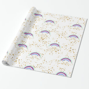 Rainbows, wolken en stangen cadeaupapier