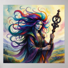 RainbowWitchWatercolor Poster