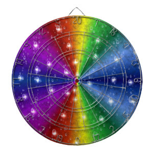 Raindops en Sterren op Regenboog Dartbord