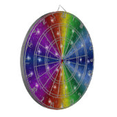 Raindops en Sterren op Regenboog Dartbord (Voorkant Links)