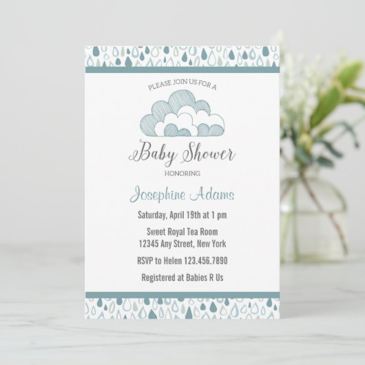 Raindrop Baby shower Invitation Kaart (Staand voorkant)