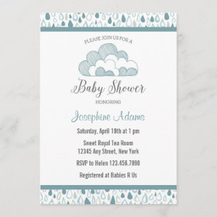 Raindrop Baby shower Invitation Kaart