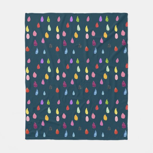 Raindrop, collage, thema funky kleuren fleece deken (Voorkant)