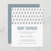 Raindrop Dusty Blue Grey Waterverf Baby shower in (Voorkant / Achterkant)