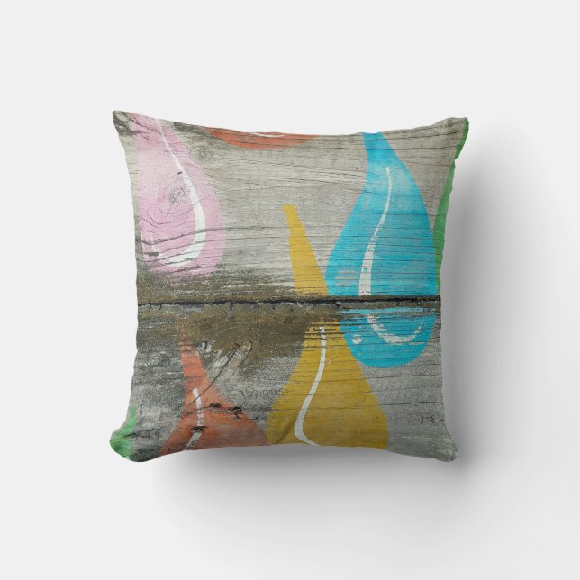 Raindrop-ontwerp op bijtend hout kussen (Voorkant)