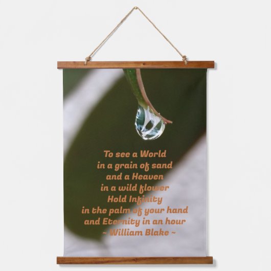 Raindrop op top van Leaf William Blake Quote Hangend Wandkleed (Voorkant)